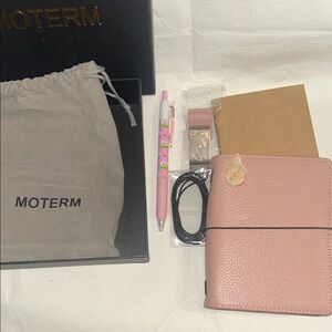 Moterm Pink Leather Planner pocket size traveler with extras